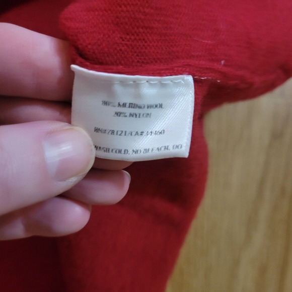 Eileen Fisher Sweater Top Womens Medium Red Merino Wool Holiday Basic Casual - Picture 10 of 12
